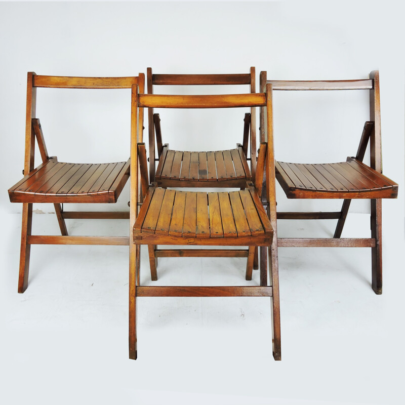 Set of 4 vintage George VI Folding Campaign Chairs Used By British Military 