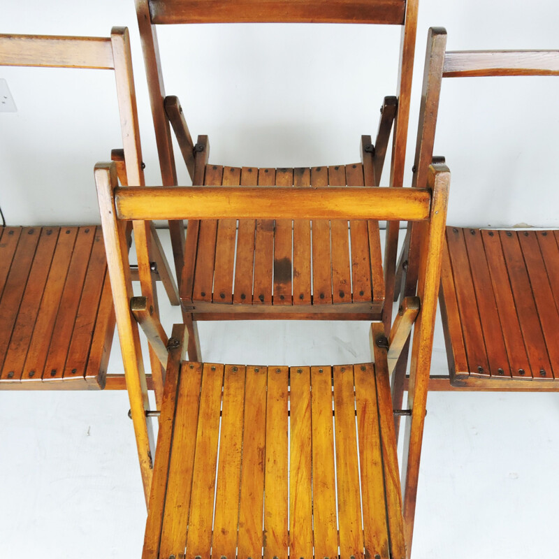 Set of 4 vintage George VI Folding Campaign Chairs Used By British Military 