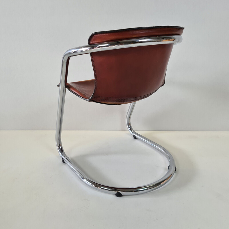 Fauteuil vintage en cuir Cognac pour Cidue, 1970