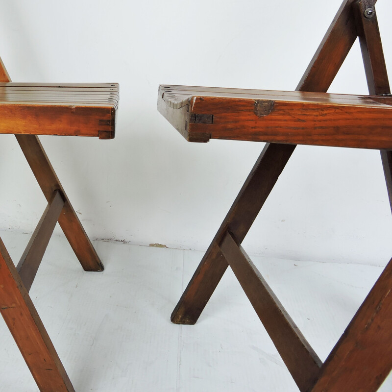 Set of 4 vintage George VI Folding Campaign Chairs Used By British Military 