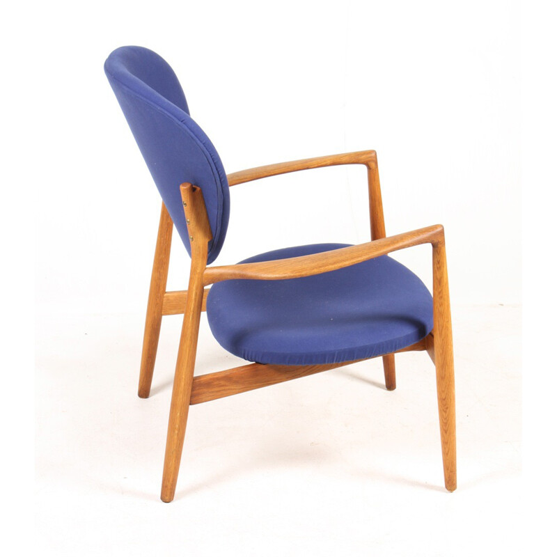 Christensen & Larsen Scandinavian blue armnchair in oak, Ib KOFOD - 1950s