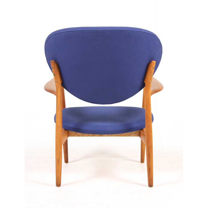 Christensen & Larsen Scandinavian blue armnchair in oak, Ib KOFOD - 1950s