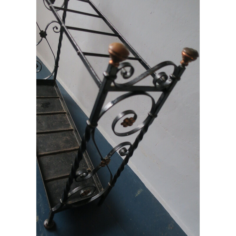 Vintage wrought iron and brass umbrella stand