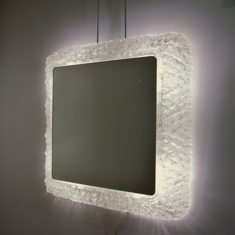 Paire de miroirs lumineux vintage rétro-éclairant en lucite,1960