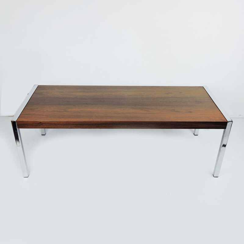 Vintage  Coffee Table Rosewood and Chrome by Richard Young for Merrow Associates, 1970s