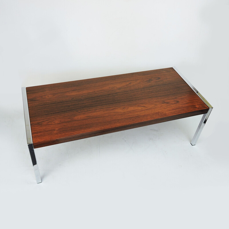 Vintage  Coffee Table Rosewood and Chrome by Richard Young for Merrow Associates, 1970s