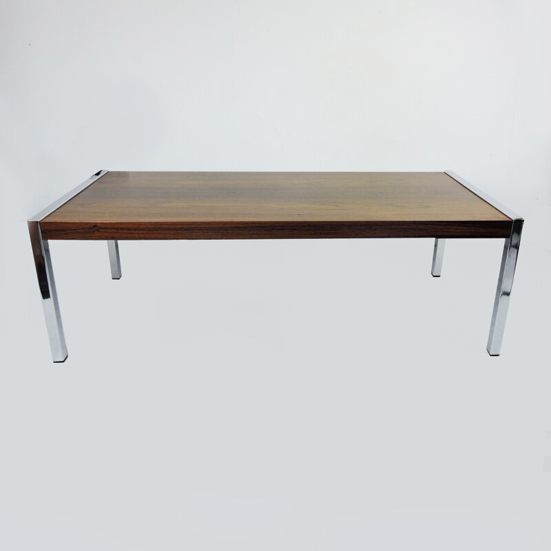 Table basse vintage en palissandre et chrome par Richard Young pour Merrow Associates 1970