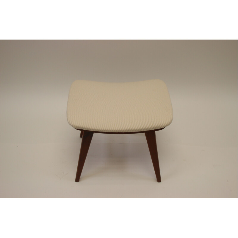 Mid Century Footstool in Teak new fabric Danish