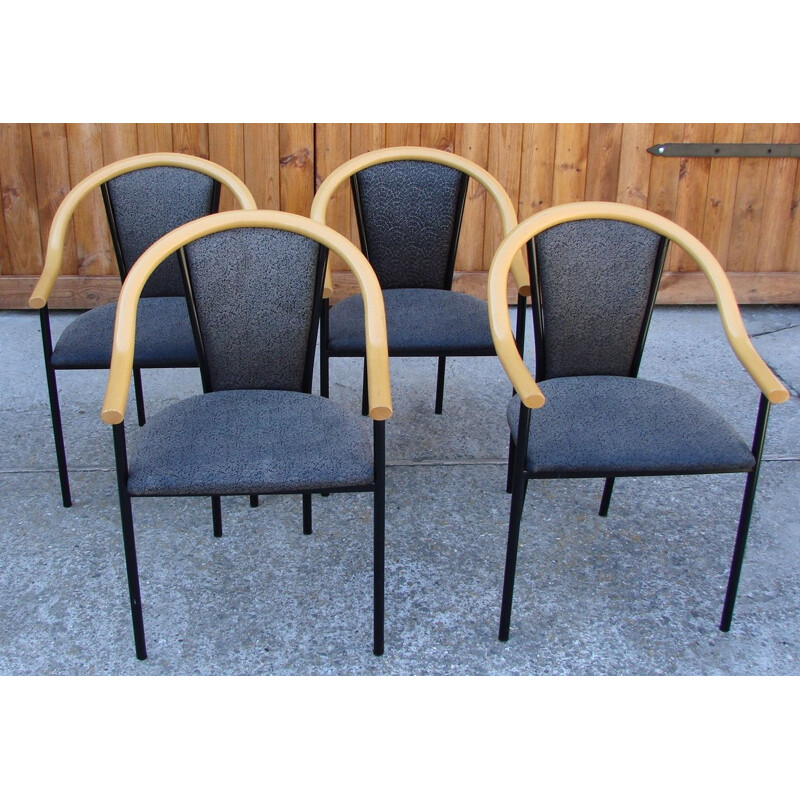 Conjunto de 4 cadeiras de metal vintage 1970