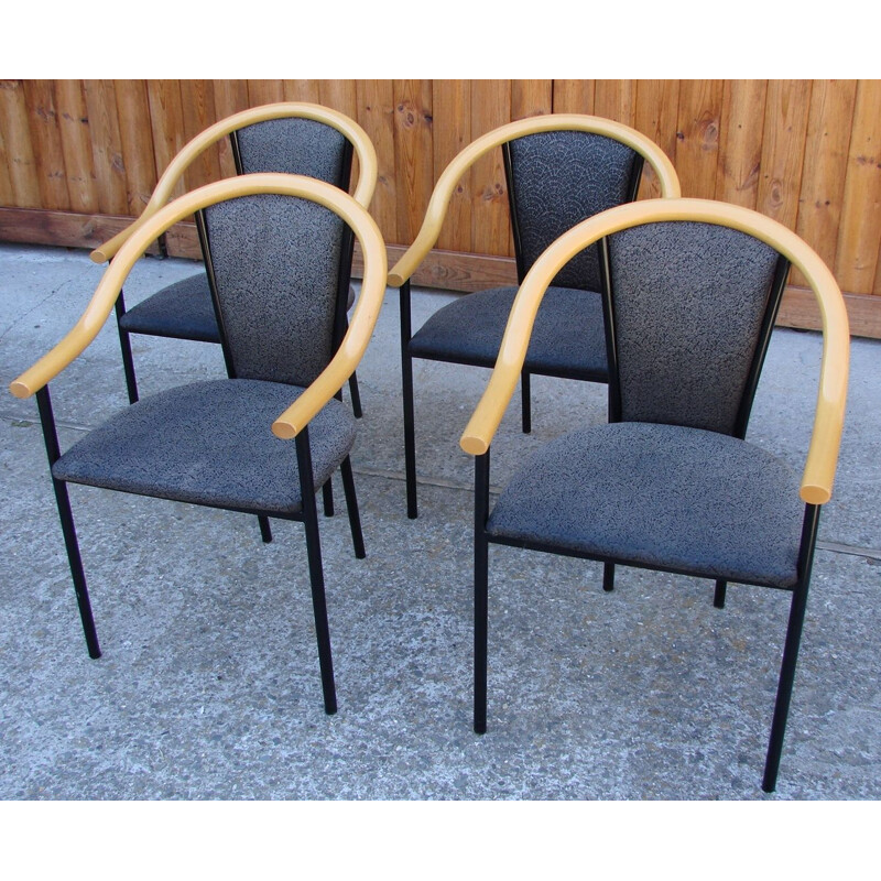 Set van 4 vintage metalen stoelen 1970