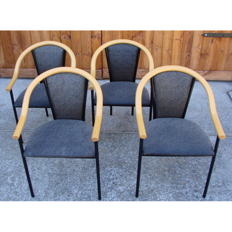 Set of 4 vintage chairs metal 1970s