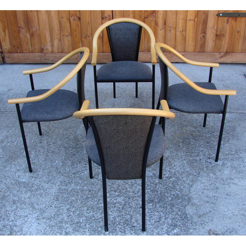 Set van 4 vintage metalen stoelen 1970