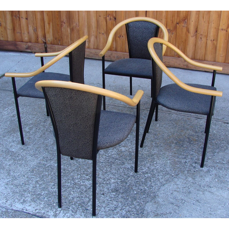 Juego de 4 sillas metálicas vintage 1970