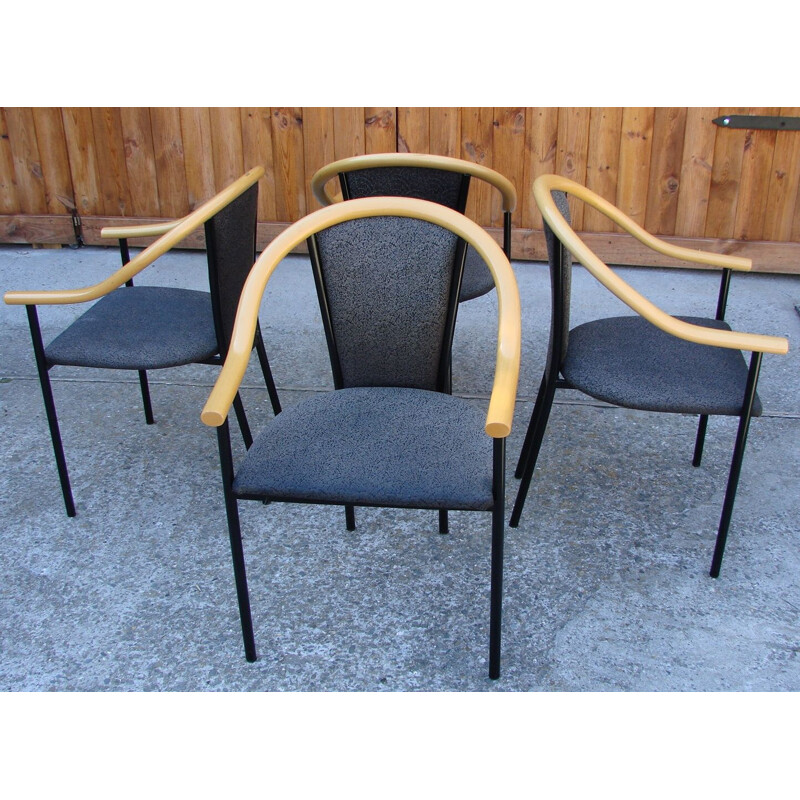 Set van 4 vintage metalen stoelen 1970