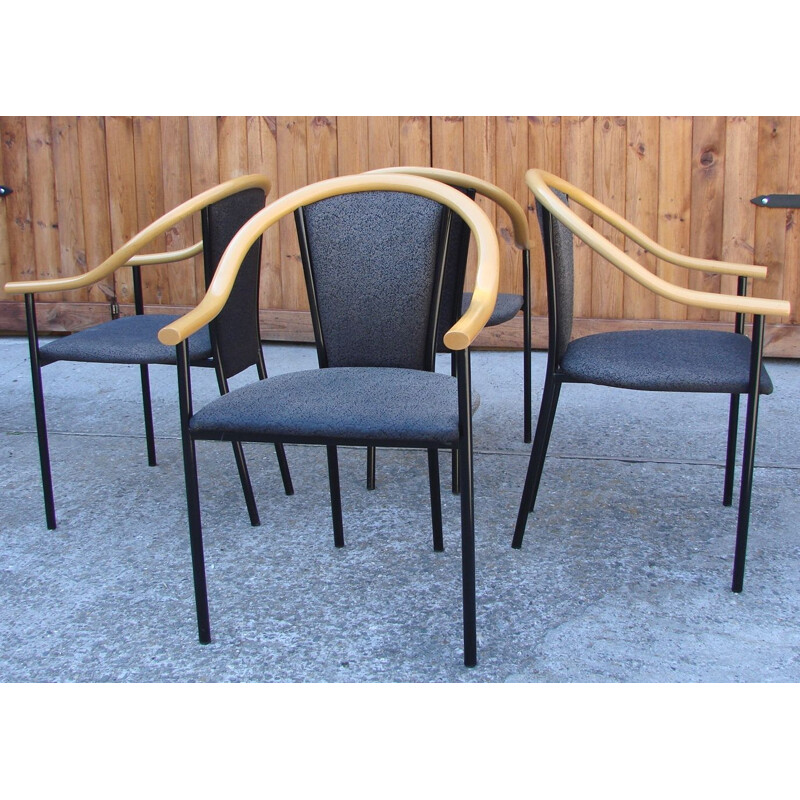 Conjunto de 4 cadeiras de metal vintage 1970
