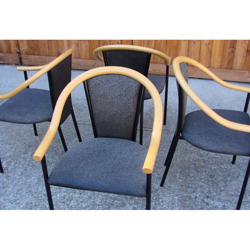 Set van 4 vintage metalen stoelen 1970