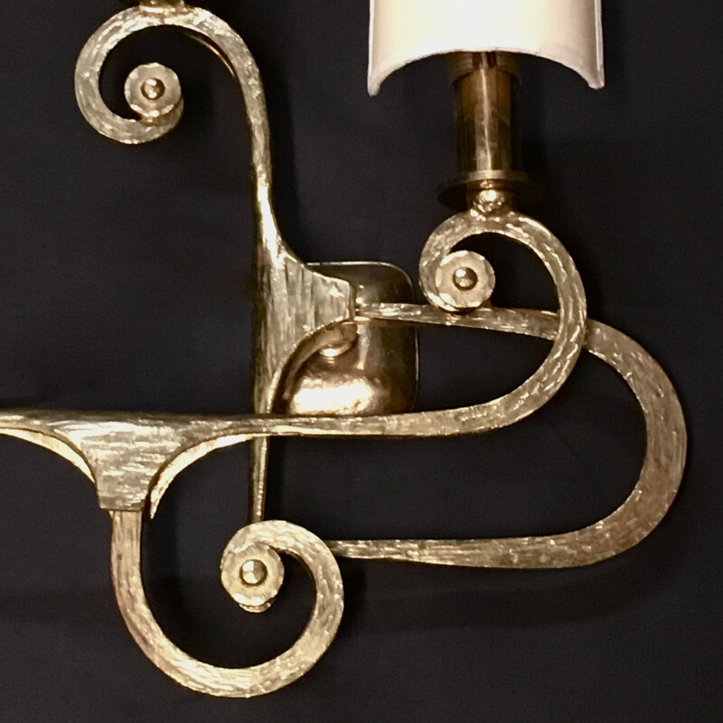 Pair of vintage bronze wall lamps by G. Piombanti, Italy 1950