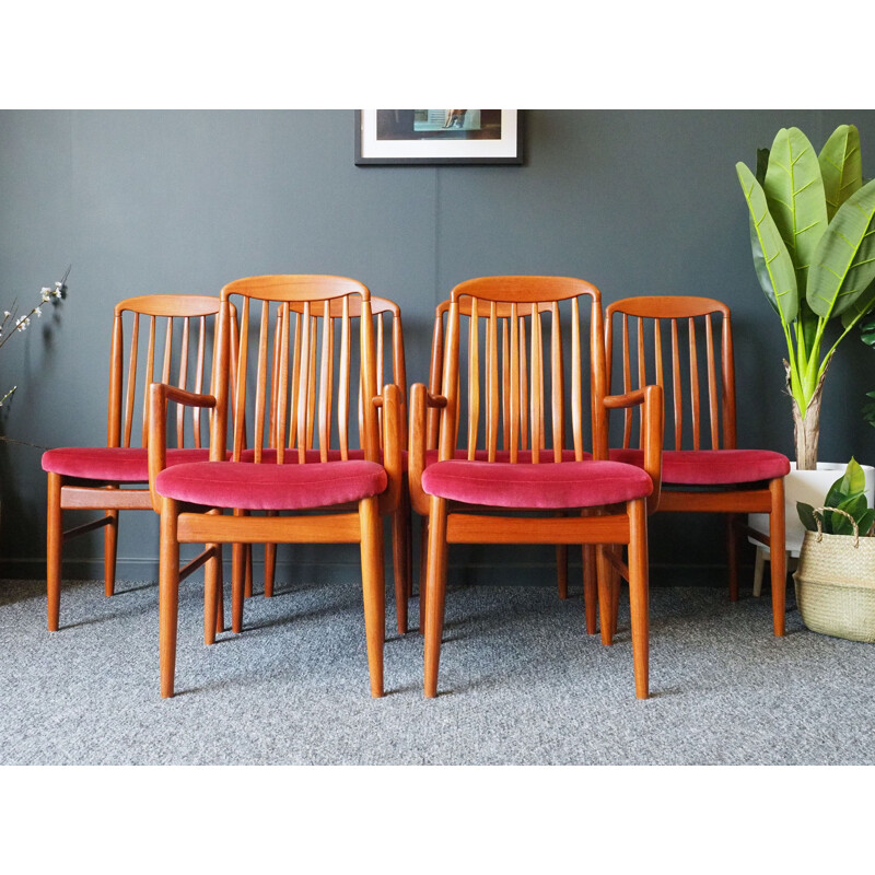 Set of 6 Mid Century  Teak Dining Chairs Preben-Schou Danish