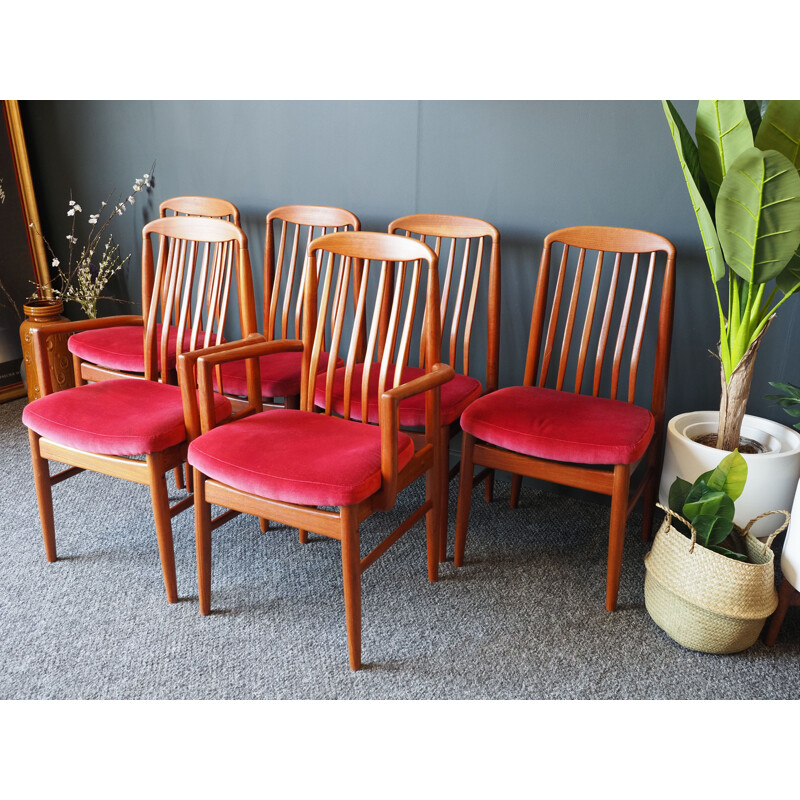 Ensemble de 6 chaises vintage en teck Preben-Schou danoises