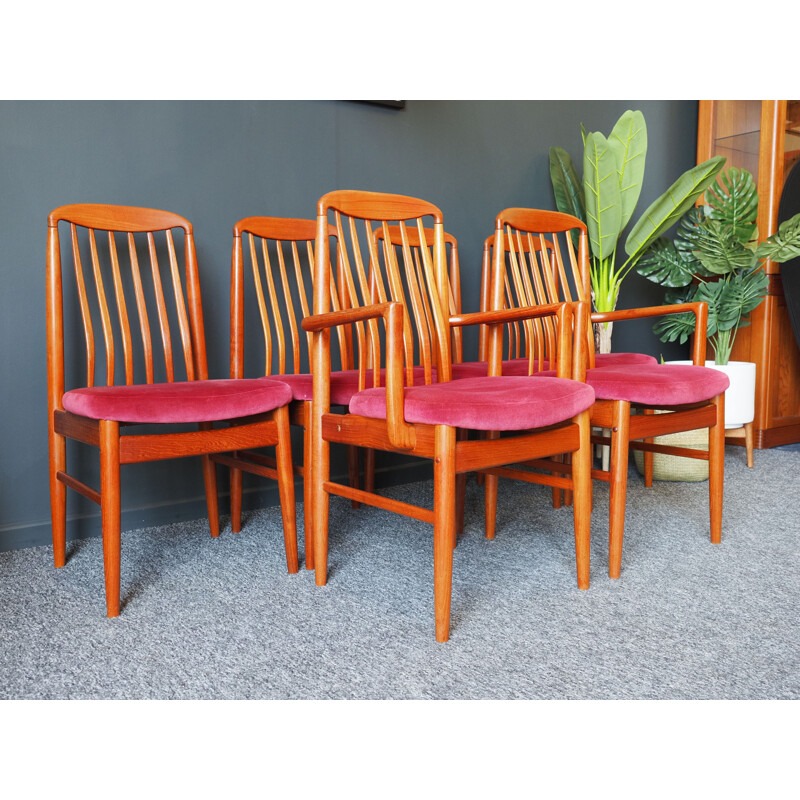 Set van 6 vintage teakhouten stoelen Preben-Schou Deens
