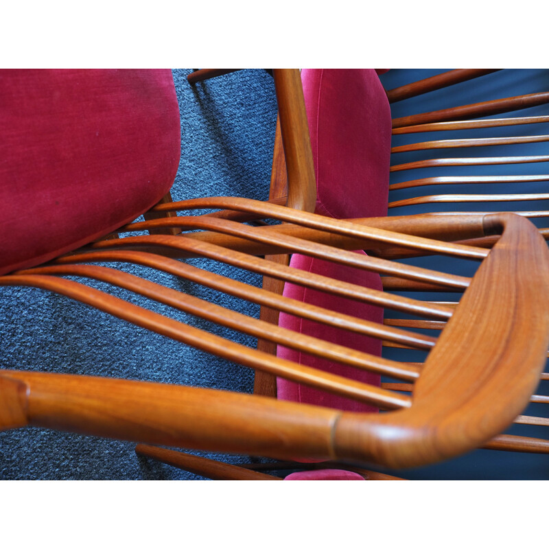 Juego de 6 sillas de teca vintage Preben-Schou Danish
