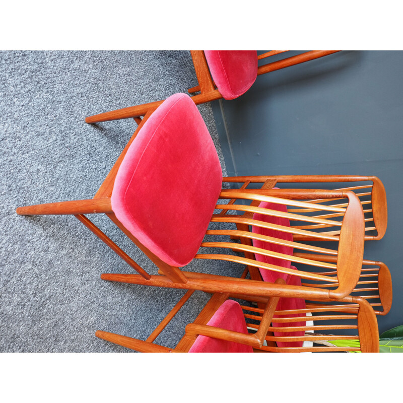 Ensemble de 6 chaises vintage en teck Preben-Schou danoises