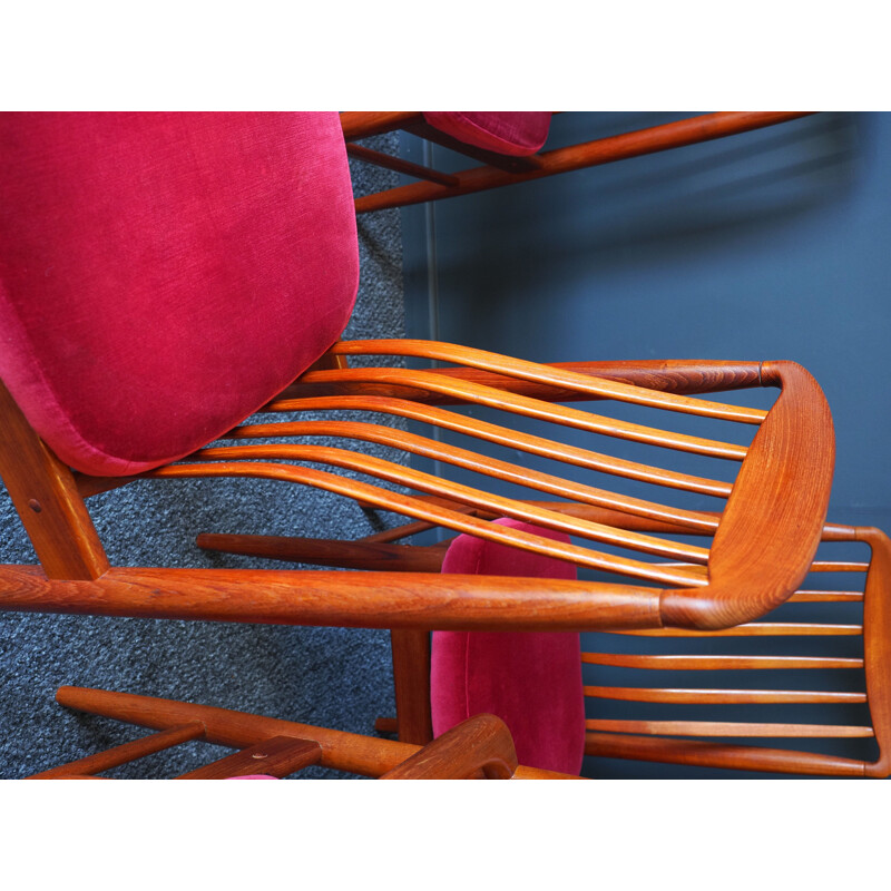 Set van 6 vintage teakhouten stoelen Preben-Schou Deens