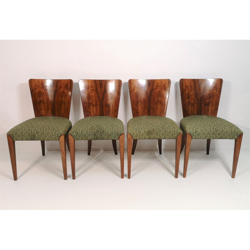 Set of 4 vintage Dining Chairs by Jindřich Halabala,  Art Deco 1940s