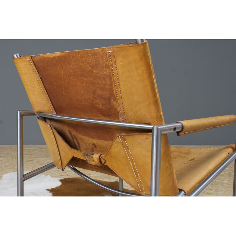 Vintage SZ02 lounge chair in saddle leather by Martin Visser, 1960s