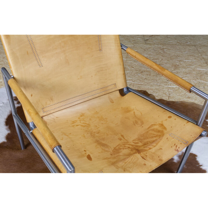 Vintage SZ02 lounge chair in saddle leather by Martin Visser, 1960s