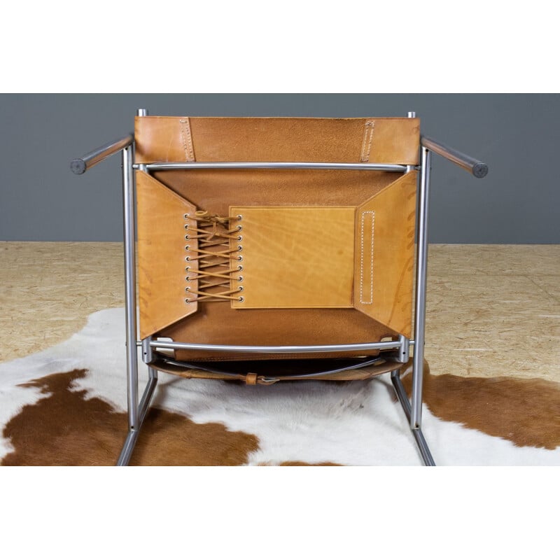 Vintage SZ02 lounge chair in saddle leather by Martin Visser, 1960s