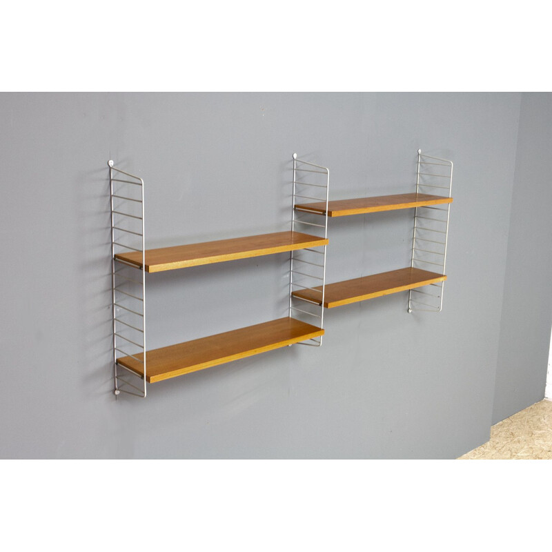 Vintage String Shelving unit in Birch, 1960s