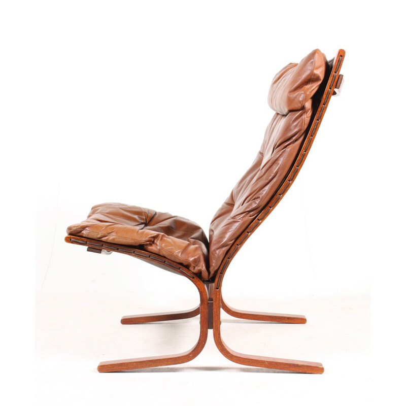 Set of two Westnofa "Siesta" Scandinavian armchairs in brown leather, Ingmar RELLING - 1960s