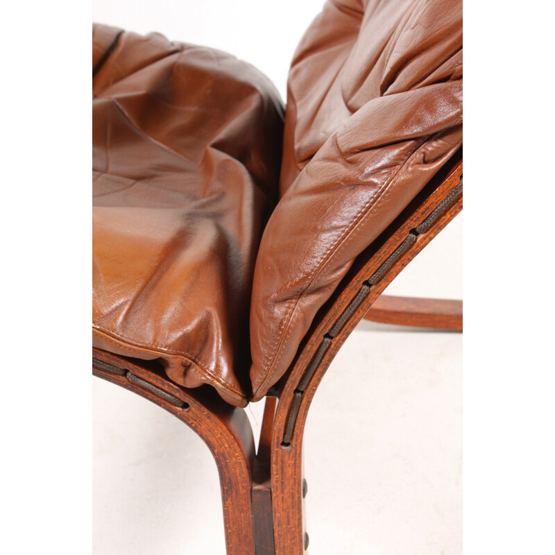 Paire de fauteuils "Siesta" Westnofa en cuir marron, Ingmar RELLING - 1960