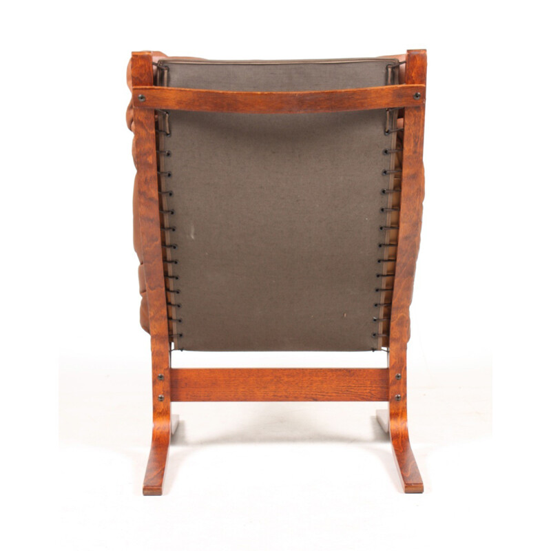Set of two Westnofa "Siesta" Scandinavian armchairs in brown leather, Ingmar RELLING - 1960s