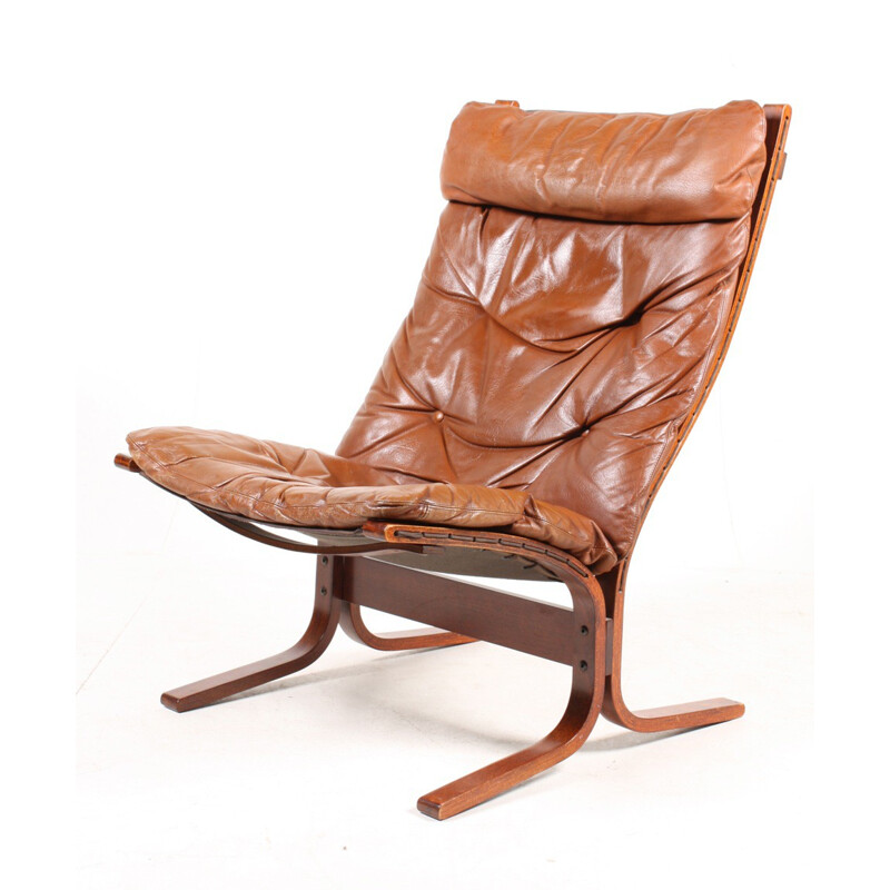 Paire de fauteuils "Siesta" Westnofa en cuir marron, Ingmar RELLING - 1960