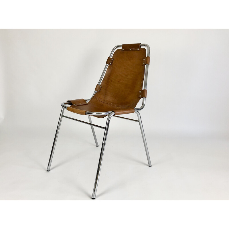 Pair of Vintage Leather chairs selected by Charlotte Perriand for Les Arcs 1960s