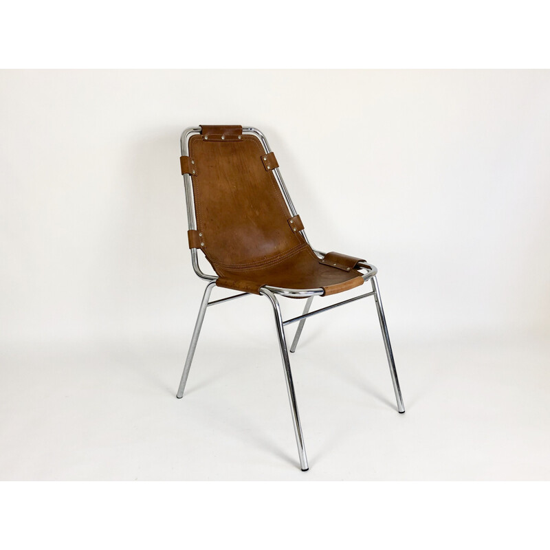 Pair of Vintage Leather chairs selected by Charlotte Perriand for Les Arcs 1960s