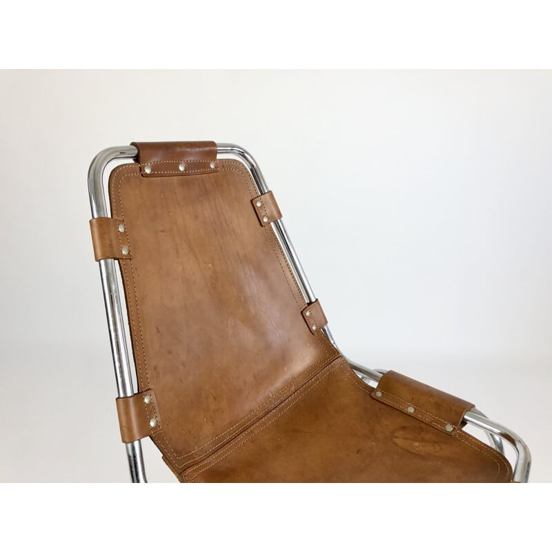 Pair of Vintage Leather chairs selected by Charlotte Perriand for Les Arcs 1960s