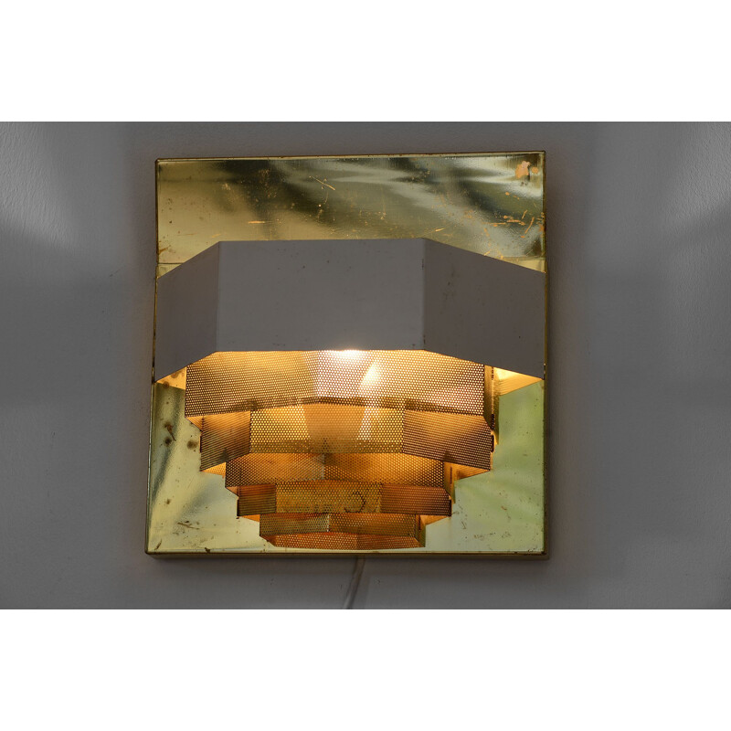 Vintage Large brass wall light, Sconce Sweden 1960s