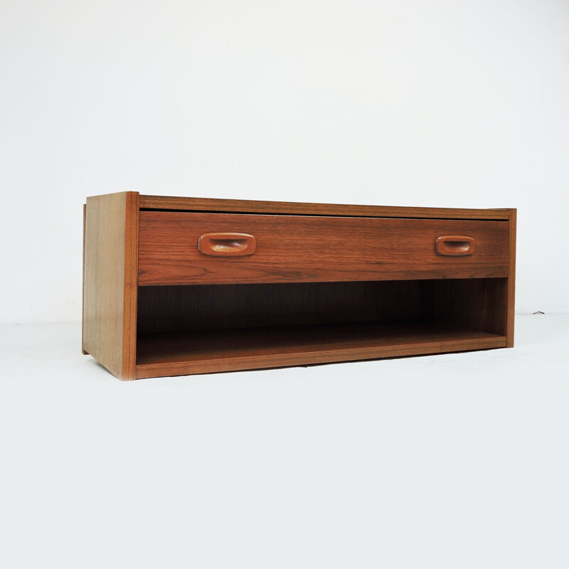 Vintage Floating Teak Shelf with Drawer, 1960s