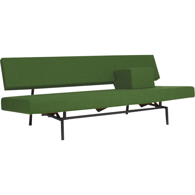 Vintage green sofa bed with armrest Martin Visser for Spectrum, Netherlands 1960