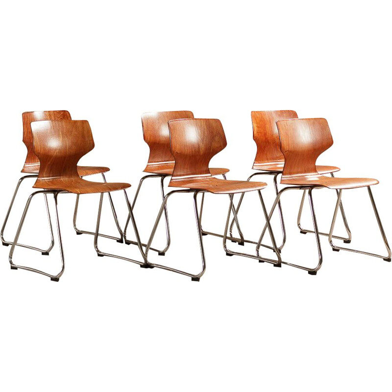 Set of 6 Pagwood Flötotto Chairs by Adam Stegner, circa 1960s