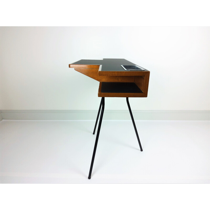 Table Console vintage bois et métal 1960