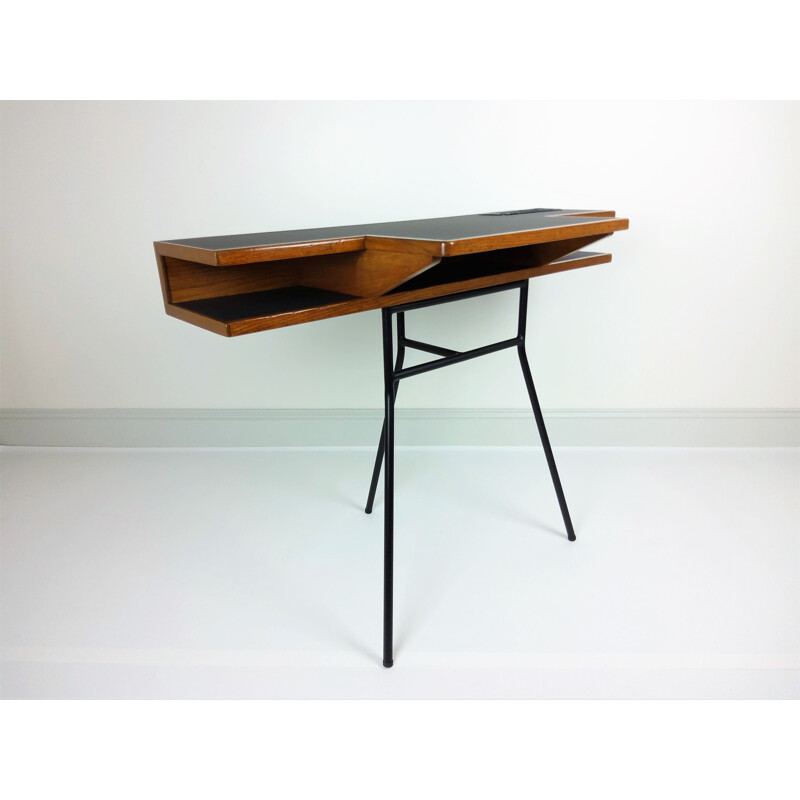 Table Console vintage bois et métal 1960