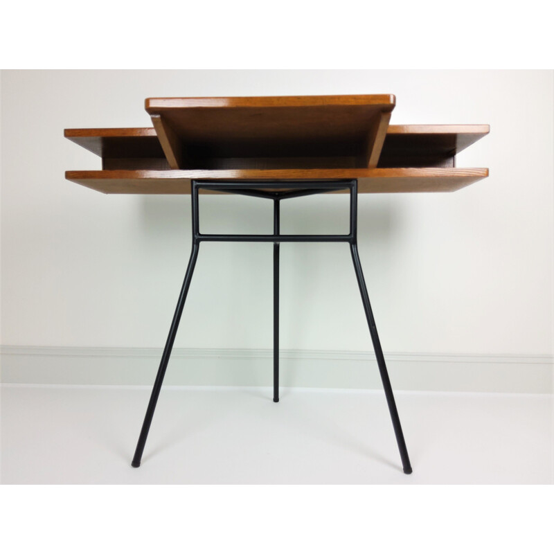 Table Console vintage bois et métal 1960