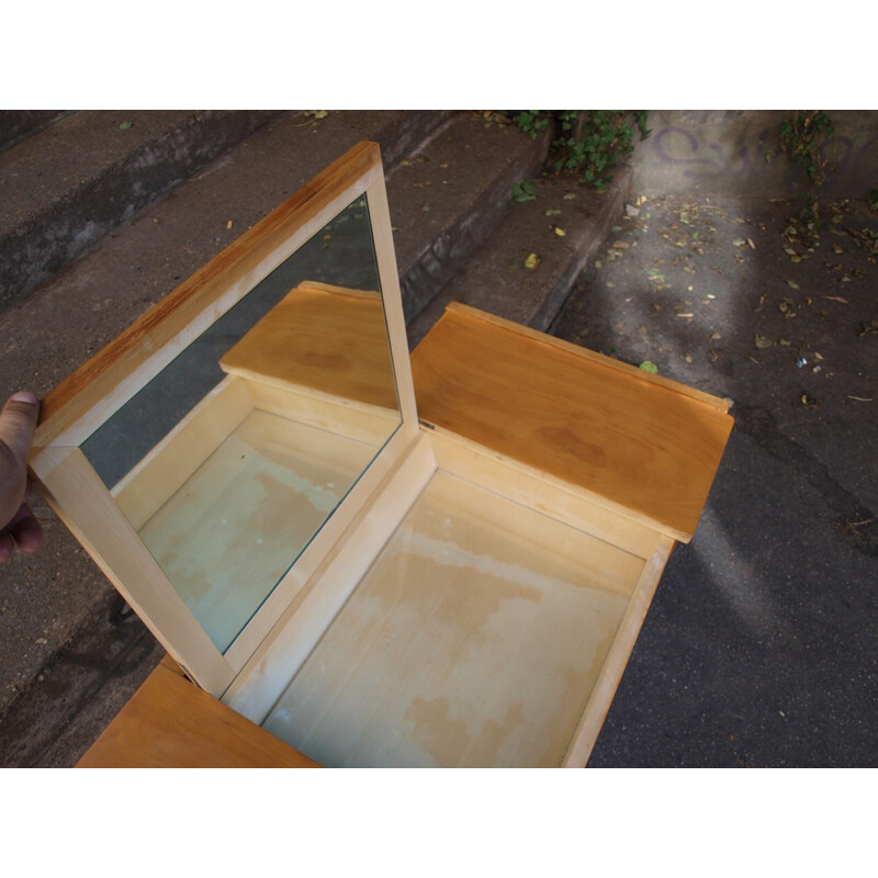 Mid-century 2 drawers desk in wood - 1970s