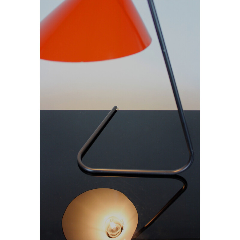 Vintage Black & Red Asymmetrical Table Lamp by Josef Hurka for Napako, 1960s