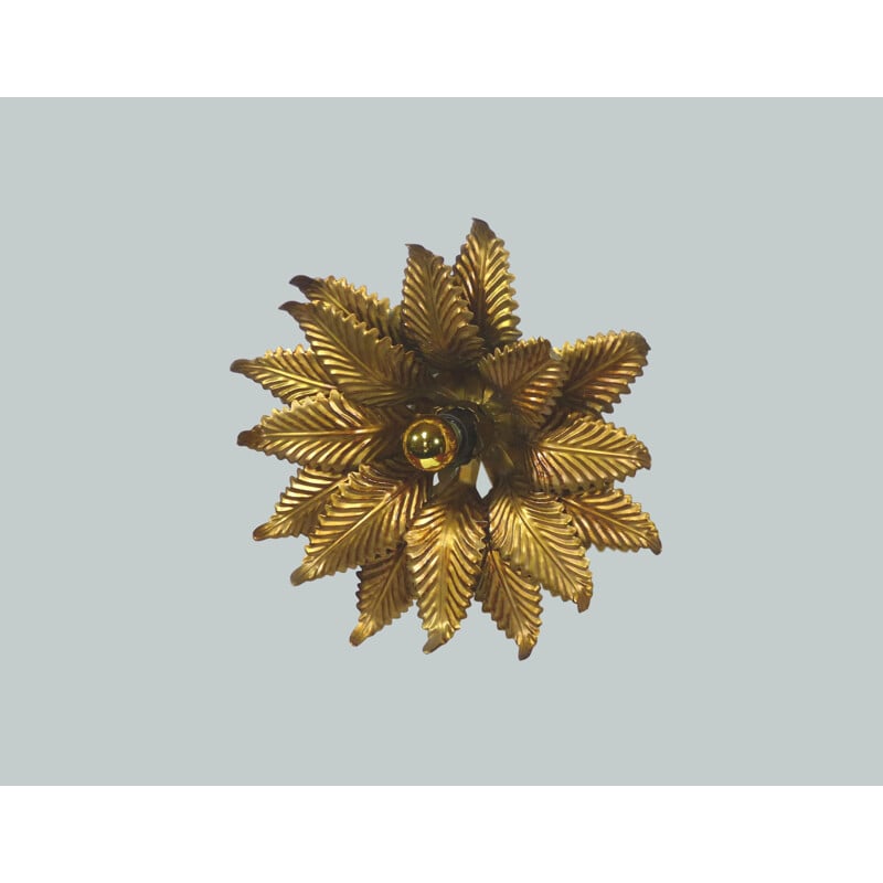 Vintage brass flower wall lamp, Italy 1970