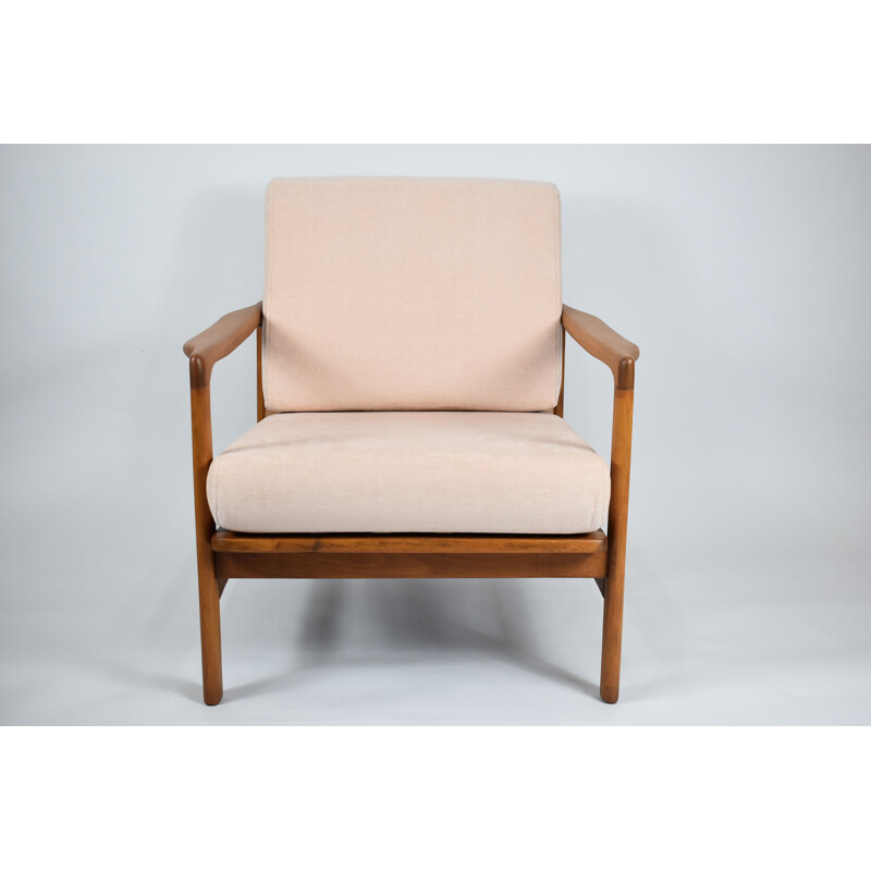 Vintage powder pink armchair by Z.Baczyk, Scandinavian 1960